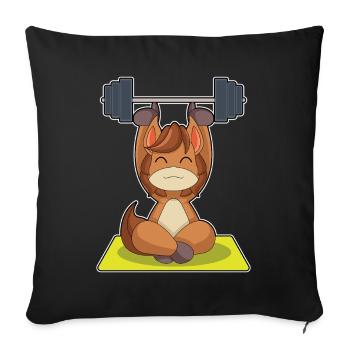 Pferd Bodybuilder Langhantel Bodybuilding - Sofakissenbezug 45 x 45 cm - Schwarz - Vorne