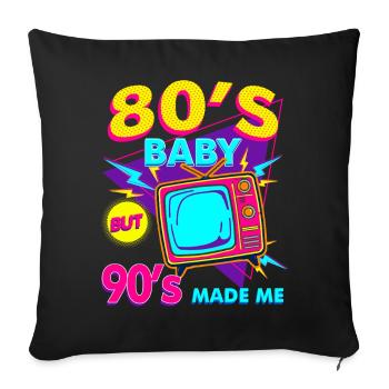80er90er Neon TV Retro - Sofakissenbezug 45 x 45 cm - Schwarz - Vorne