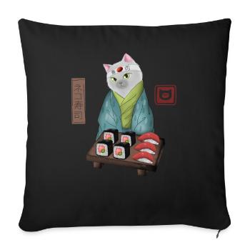Chef Sushi Cat Cute Japanese Foodie Gift - Sofa pillowcase 17,3'' x 17,3'' (45 x 45 cm) - black - Front