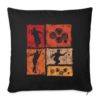Boccia et joueur de pétanque graphique rétro - Housse de coussin décorative 45 x 45 cm - noir - Devant