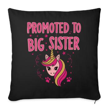 Promoted To Big Sister Gender Reveal Baby Shower - Sofa pillowcase 17,3'' x 17,3'' (45 x 45 cm) - black - Front