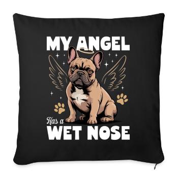 Bouledogue français Race de chien Frenchie - Housse de coussin décorative 45 x 45 cm - noir - Devant