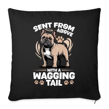 Bouledogue français Race de chien Frenchie - Housse de coussin décorative 45 x 45 cm - noir - Devant