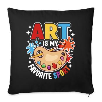 Art is my favorite sport - Sofa pillowcase 17,3'' x 17,3'' (45 x 45 cm) - black - Front