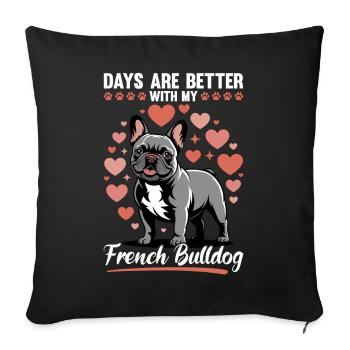 Bouledogue français Race de chien Frenchie - Housse de coussin décorative 45 x 45 cm - noir - Devant