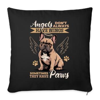 Bouledogue français Race de chien Frenchie - Housse de coussin décorative 45 x 45 cm - noir - Devant