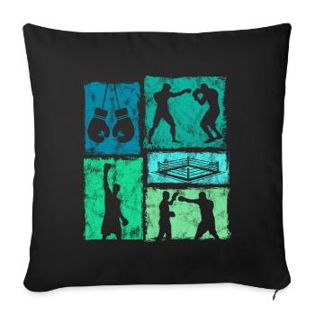 Graphique vintage de boxe pour la boxe - Housse de coussin décorative 45 x 45 cm - noir - Devant