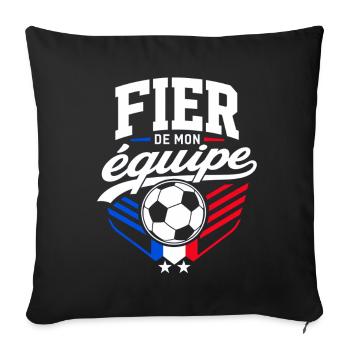 Fier de mon Équipe - Supporter Football France - Housse de coussin décorative 45 x 45 cm - noir - Devant