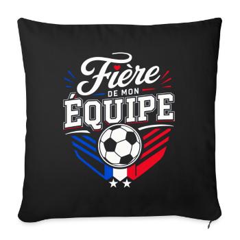 Fière de mon Équipe - Supportrice Football France - Housse de coussin décorative 45 x 45 cm - noir - Devant