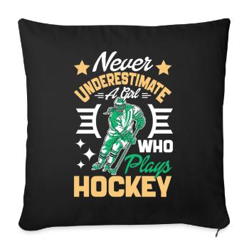 Aunt plays hockey Never underestimate - Sofa pillowcase 17,3'' x 17,3'' (45 x 45 cm) - black - Front