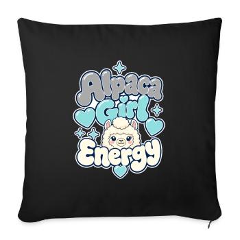 Cute Funny Gifts for Women, Alpaca Girl Energy - Sofakissenbezug 45 x 45 cm - Schwarz - Vorne