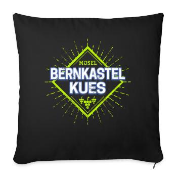 Bernkastel-Kues an der Mosel mit Retro Weintrauben - Sofakissenbezug 45 x 45 cm - Schwarz - Vorne