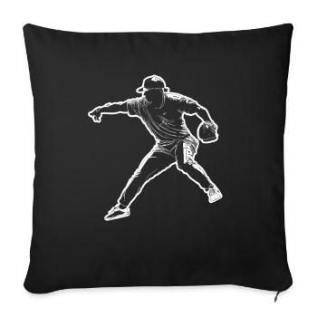 Baseball player - Sofa pillowcase 17,3'' x 17,3'' (45 x 45 cm) - black - Front