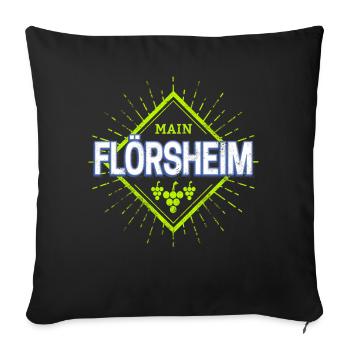 Flörsheim am Main mit Retro Reben Deutschland - Sofakissenbezug 45 x 45 cm - Schwarz - Vorne