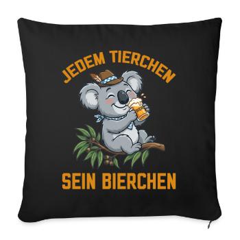 Jedem Tierchen sein Bierchen Koala Bär trinkt Bier - Sofakissenbezug 45 x 45 cm - Schwarz - Vorne