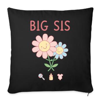 Geschlechterenthüllung: Big Sis Big Sister Babyparty-Team - Sofakissenbezug 45 x 45 cm - Schwarz - Vorne