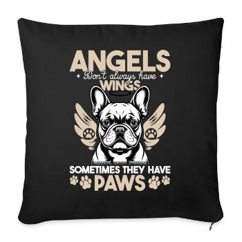 Bouledogue français Race de chien Frenchie - Housse de coussin décorative 45 x 45 cm - noir - Devant
