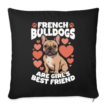 Bouledogue français Race de chien Frenchie - Housse de coussin décorative 45 x 45 cm - noir - Devant