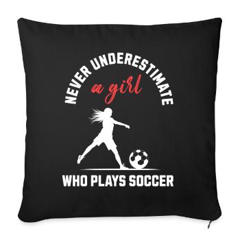 Girl Who Plays Soccer - Sofa pillowcase 17,3'' x 17,3'' (45 x 45 cm) - black - Front