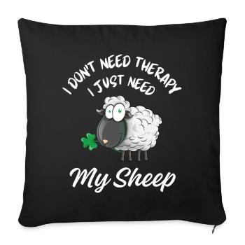 Thérapie des moutons Humour animalier - Housse de coussin décorative 45 x 45 cm - noir - Devant