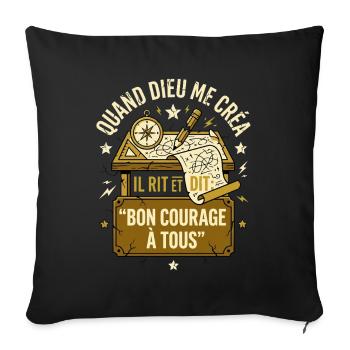 Quand Dieu Me Créa Humour Boussole Crayon - Housse de coussin décorative 45 x 45 cm - noir - Devant