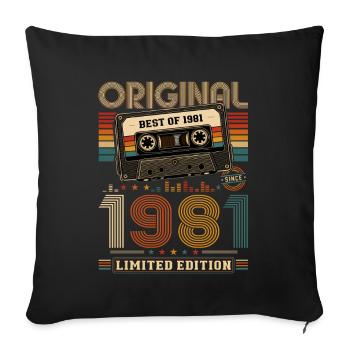 45e anniversaire Gift Man cassette Best of 1981 - Housse de coussin décorative 45 x 45 cm - noir - Devant
