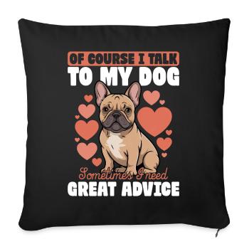 Bouledogue français Race de chien Frenchie - Housse de coussin décorative 45 x 45 cm - noir - Devant