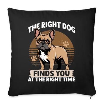 Bouledogue français Race de chien Frenchie - Housse de coussin décorative 45 x 45 cm - noir - Devant