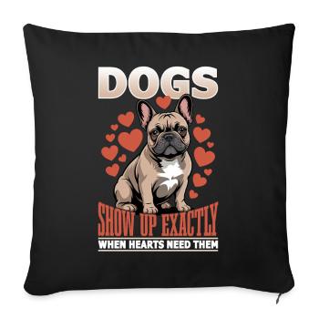 Bouledogue français Race de chien Frenchie - Housse de coussin décorative 45 x 45 cm - noir - Devant
