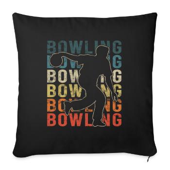Bowling Skittles Retro Graphic With Bowler - Sofa pillowcase 17,3'' x 17,3'' (45 x 45 cm) - black - Front