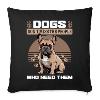 Bouledogue français Race de chien Frenchie - Housse de coussin décorative 45 x 45 cm - noir - Devant