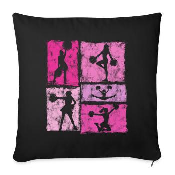 Équipe de pom-pom girls Sport de pom-pom girls style vintage - Housse de coussin décorative 45 x 45 cm - noir - Devant