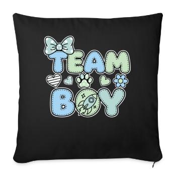 Révélation du sexe : Équipe Boy Baby Shower Grossesse - Housse de coussin décorative 45 x 45 cm - noir - Devant