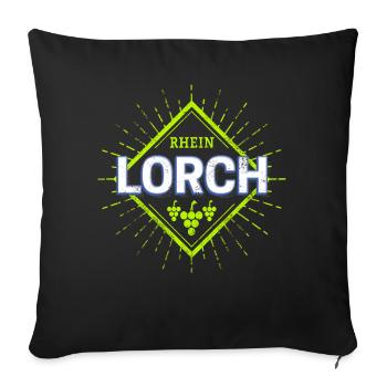 Lorch am Rhein in Deutschland mit Vintage Reben - Sofakissenbezug 45 x 45 cm - Schwarz - Vorne