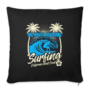 Surf de Big Waves - Surfing California - Housse de coussin décorative 45 x 45 cm - noir - Devant