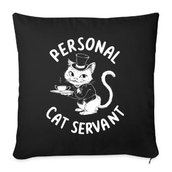 Garçon chat avec du thé - Housse de coussin décorative 45 x 45 cm - noir - Devant