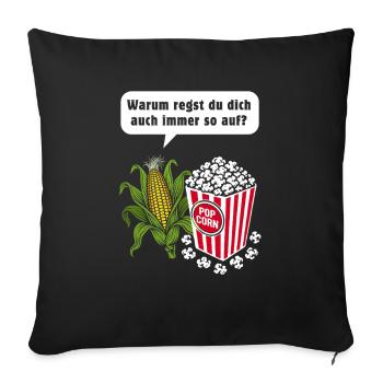 Jeu de mots Corn & Popcorn - Housse de coussin décorative 45 x 45 cm - noir - Devant