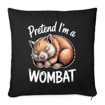 Dictons Wombat Drôle de cadeau Wombat - Housse de coussin décorative 45 x 45 cm - noir - Devant