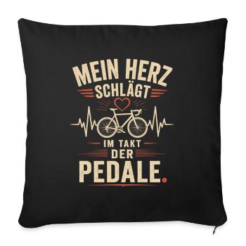 Mein Herz Schlägt Fahrrad Shirt - Sofakissenbezug 45 x 45 cm - Schwarz - Vorne