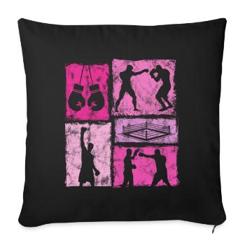 Graphique de boxe vintage pour boxeurs - Housse de coussin décorative 45 x 45 cm - noir - Devant