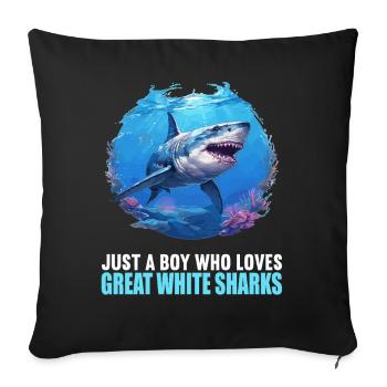 Grand requin blanc Grand requin blanc - Housse de coussin décorative 45 x 45 cm - noir - Devant