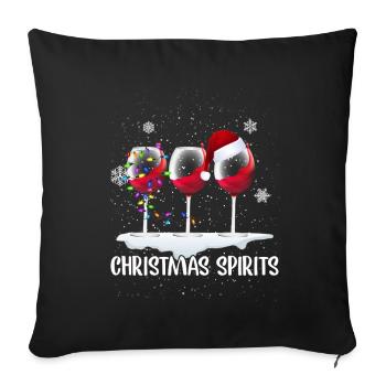 Cadeau amusant de fin d’année pour les fêtes Spirit Spirit Wine - Housse de coussin décorative 45 x 45 cm - noir - Devant
