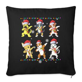 Dab des chiens de Noël : cadeau drôle pour chiot de Noël - Housse de coussin décorative 45 x 45 cm - noir - Devant