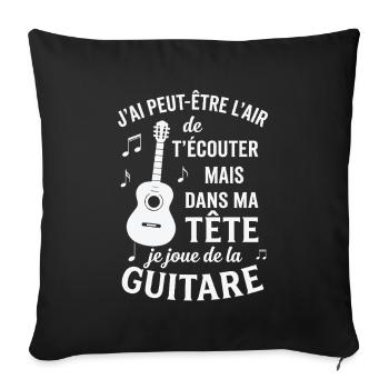 Guitare Cadeau humour personnalisé - Housse de coussin décorative 45 x 45 cm - noir - Devant