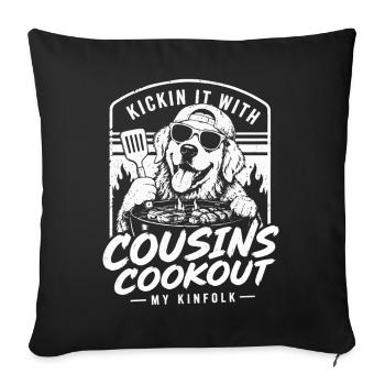 Chien Barbecue Cousins Cookout | Humour Famille - Housse de coussin décorative 45 x 45 cm - noir - Devant