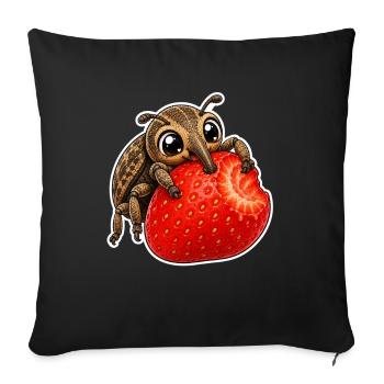 Kawaii Weevil Strawberry Summer Cartoon - Sofa pillowcase 17,3'' x 17,3'' (45 x 45 cm) - black - Front