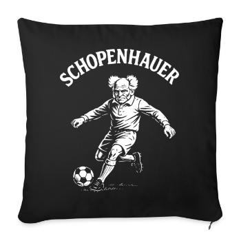 Schopenhauer playing football T-Shirt - Sofa pillowcase 17,3'' x 17,3'' (45 x 45 cm) - black - Front