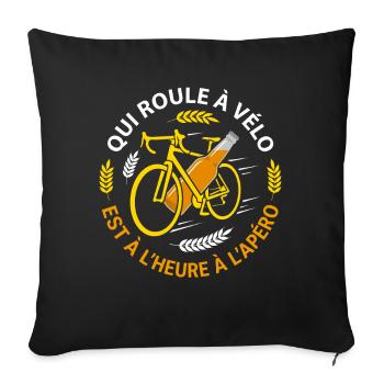 Velo Biere Apero Cycliste Humour - Housse de coussin décorative 45 x 45 cm - noir - Devant