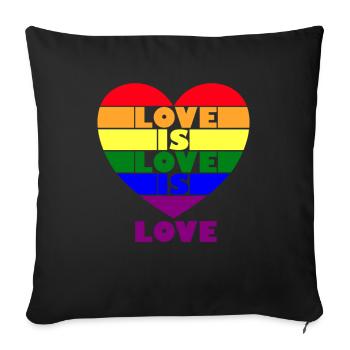 Love is Love LGBT Gay Pride Love Is Love Heart - Sofa pillowcase 17,3'' x 17,3'' (45 x 45 cm) - black - Front