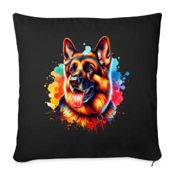 Motif du berger allemand - Housse de coussin décorative 45 x 45 cm - noir - Devant